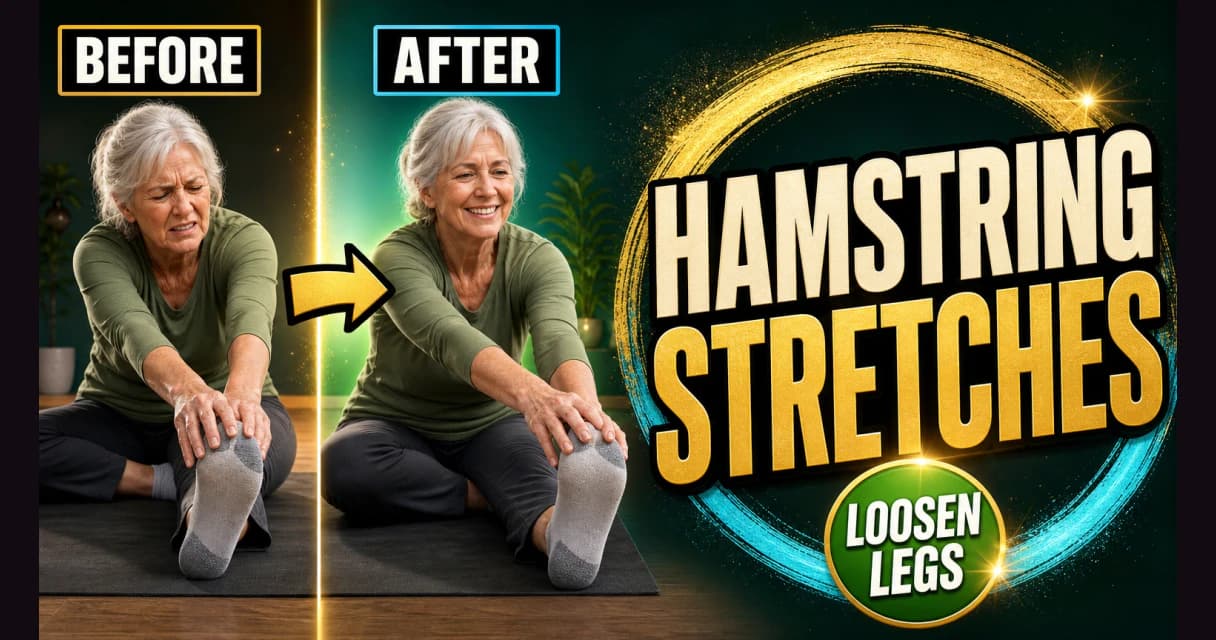 A senior woman doing a gentle seated hamstring stretch with one leg extended