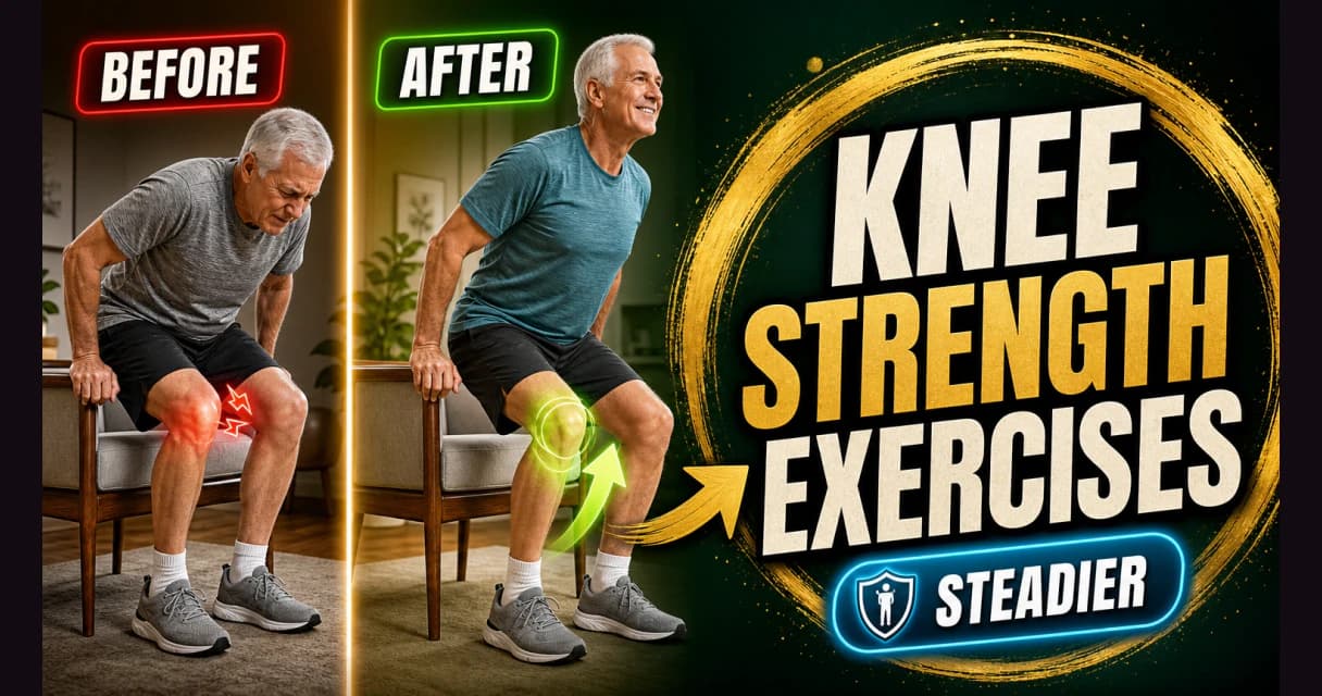 A man standing up from a sturdy chair in a sit-to-stand knee strengthening exercise