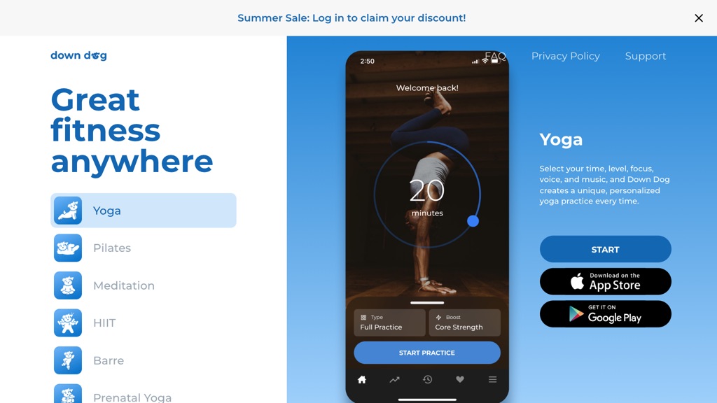 Down Dog app website